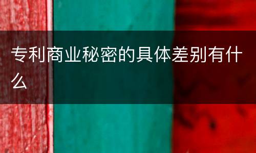 专利商业秘密的具体差别有什么