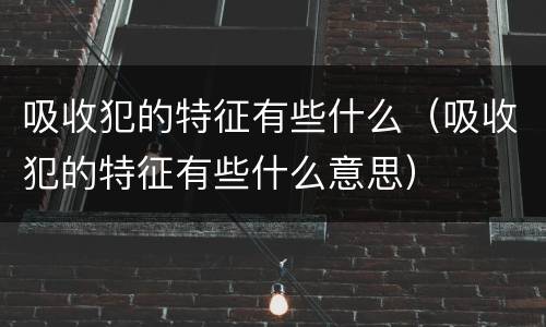 吸收犯的特征有些什么（吸收犯的特征有些什么意思）