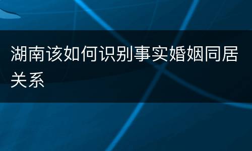 湖南该如何识别事实婚姻同居关系