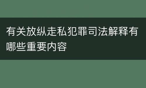有关放纵走私犯罪司法解释有哪些重要内容