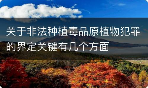 关于非法种植毒品原植物犯罪的界定关键有几个方面