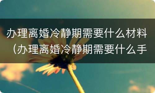 办理离婚冷静期需要什么材料（办理离婚冷静期需要什么手续）