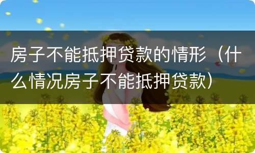 房子不能抵押贷款的情形（什么情况房子不能抵押贷款）
