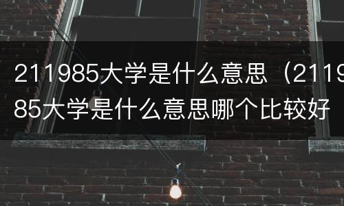 211985大学是什么意思（211985大学是什么意思哪个比较好）