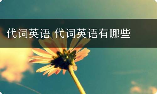 代词英语 代词英语有哪些