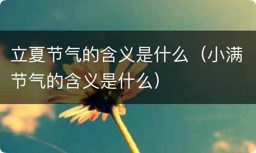 立夏节气的含义是什么（小满节气的含义是什么）