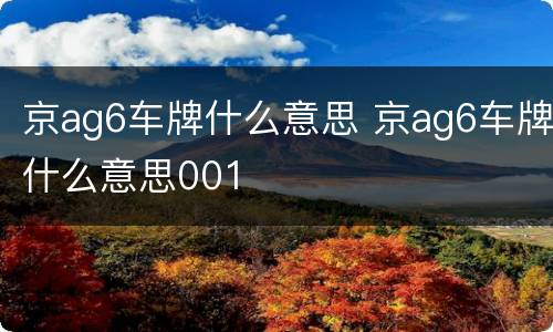京ag6车牌什么意思 京ag6车牌什么意思001