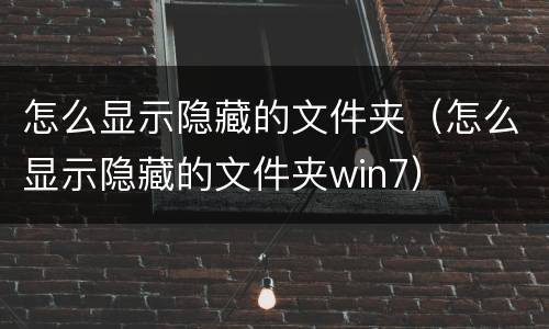 怎么显示隐藏的文件夹（怎么显示隐藏的文件夹win7）
