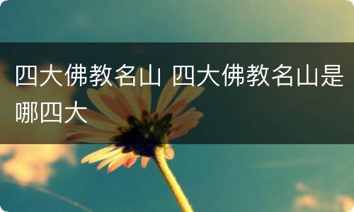 四大佛教名山 四大佛教名山是哪四大