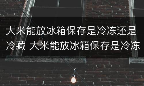 大米能放冰箱保存是冷冻还是冷藏 大米能放冰箱保存是冷冻还是冷藏