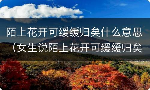 陌上花开可缓缓归矣什么意思（女生说陌上花开可缓缓归矣什么意思）