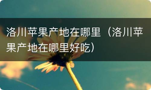 洛川苹果产地在哪里（洛川苹果产地在哪里好吃）