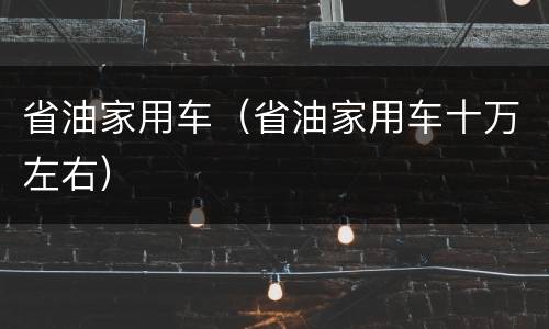 省油家用车（省油家用车十万左右）