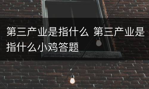 第三产业是指什么 第三产业是指什么小鸡答题