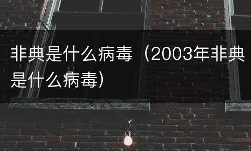 非典是什么病毒（2003年非典是什么病毒）