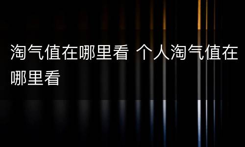 淘气值在哪里看 个人淘气值在哪里看