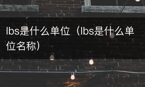 lbs是什么单位（lbs是什么单位名称）