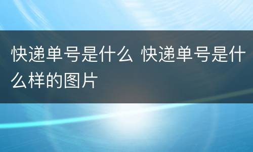 快递单号是什么 快递单号是什么样的图片