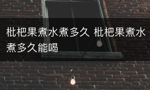 枇杷果煮水煮多久 枇杷果煮水煮多久能喝