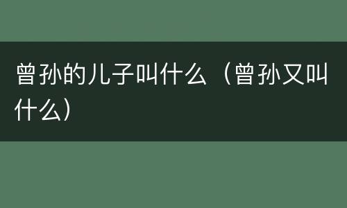 曾孙的儿子叫什么（曾孙又叫什么）