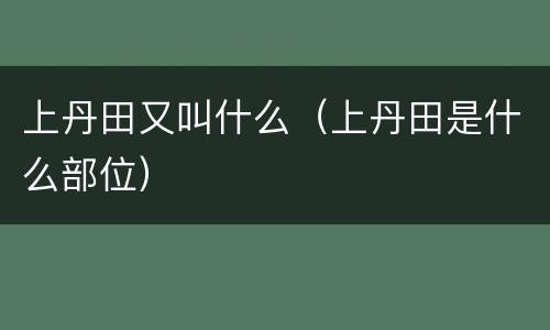 上丹田又叫什么（上丹田是什么部位）