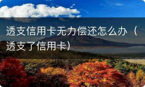透支信用卡无力偿还怎么办（透支了信用卡）
