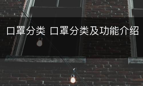 口罩分类 口罩分类及功能介绍