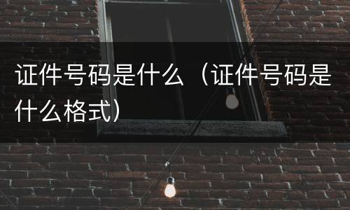 证件号码是什么（证件号码是什么格式）