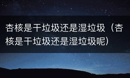 杏核是干垃圾还是湿垃圾（杏核是干垃圾还是湿垃圾呢）