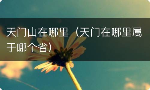 天门山在哪里（天门在哪里属于哪个省）
