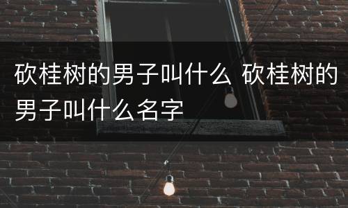 砍桂树的男子叫什么 砍桂树的男子叫什么名字