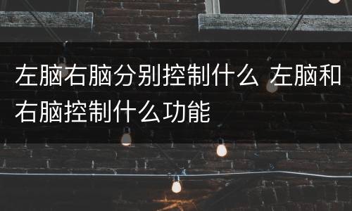 左脑右脑分别控制什么 左脑和右脑控制什么功能