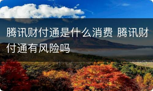 腾讯财付通是什么消费 腾讯财付通有风险吗