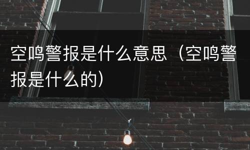 空鸣警报是什么意思（空鸣警报是什么的）
