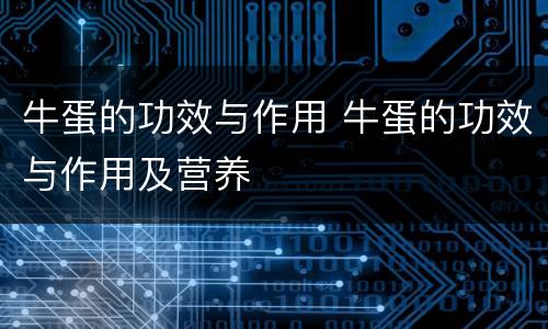 牛蛋的功效与作用 牛蛋的功效与作用及营养