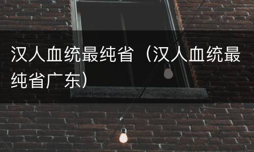 汉人血统最纯省（汉人血统最纯省广东）