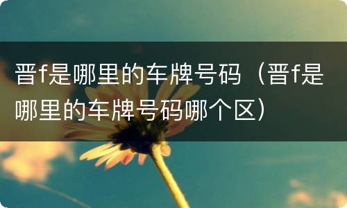 晋f是哪里的车牌号码（晋f是哪里的车牌号码哪个区）