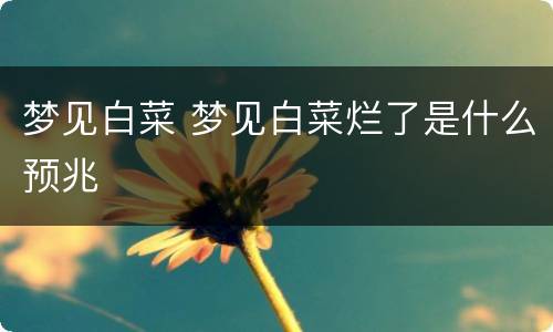 梦见白菜 梦见白菜烂了是什么预兆