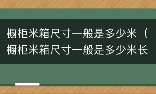 橱柜米箱尺寸一般是多少米（橱柜米箱尺寸一般是多少米长）