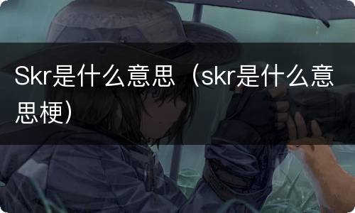 Skr是什么意思（skr是什么意思梗）