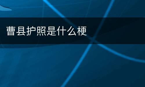 曹县护照是什么梗