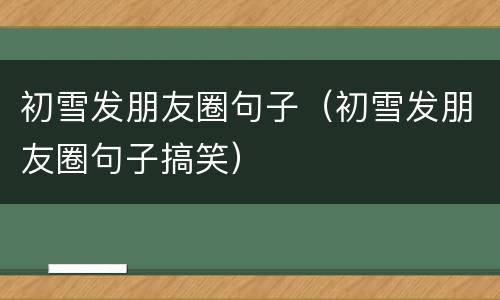 初雪发朋友圈句子（初雪发朋友圈句子搞笑）