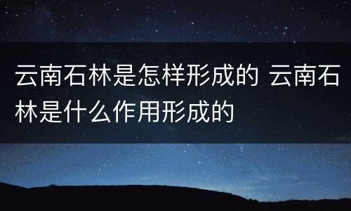 云南石林是怎样形成的 云南石林是什么作用形成的