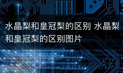 水晶梨和皇冠梨的区别 水晶梨和皇冠梨的区别图片