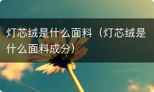 灯芯绒是什么面料（灯芯绒是什么面料成分）