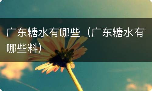 广东糖水有哪些（广东糖水有哪些料）