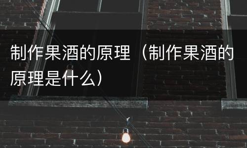 制作果酒的原理（制作果酒的原理是什么）