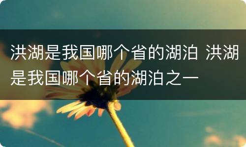 洪湖是我国哪个省的湖泊 洪湖是我国哪个省的湖泊之一
