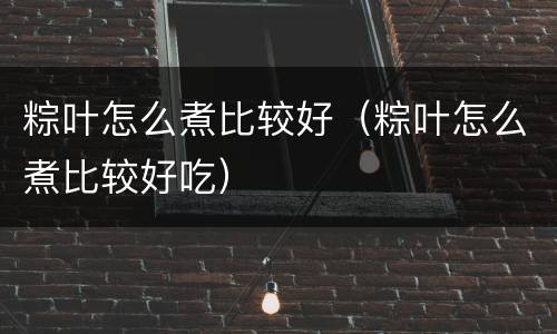 粽叶怎么煮比较好（粽叶怎么煮比较好吃）